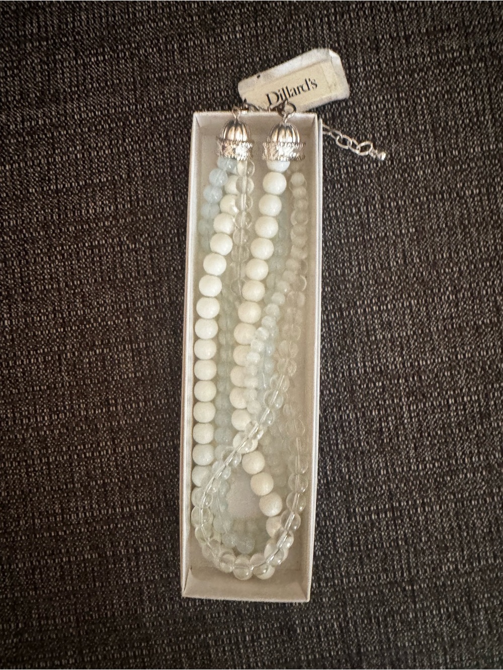White Beaded Multi-Strand Necklace